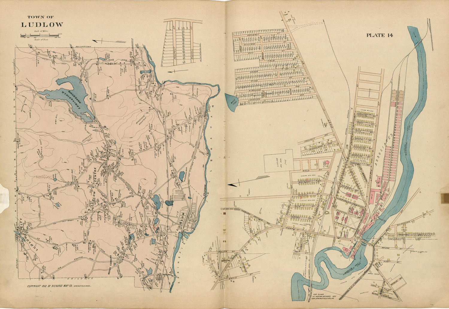 Plate 14: Town of Ludlow from Richards Standard Atlas of Hampden County, Massachusetts : Based Upon, and Carefully Compiled From, the Official Plans, Surveys and Records of the City Engineers, Assessors and Other Municipal Departments, Together With P... by Relic Map Company