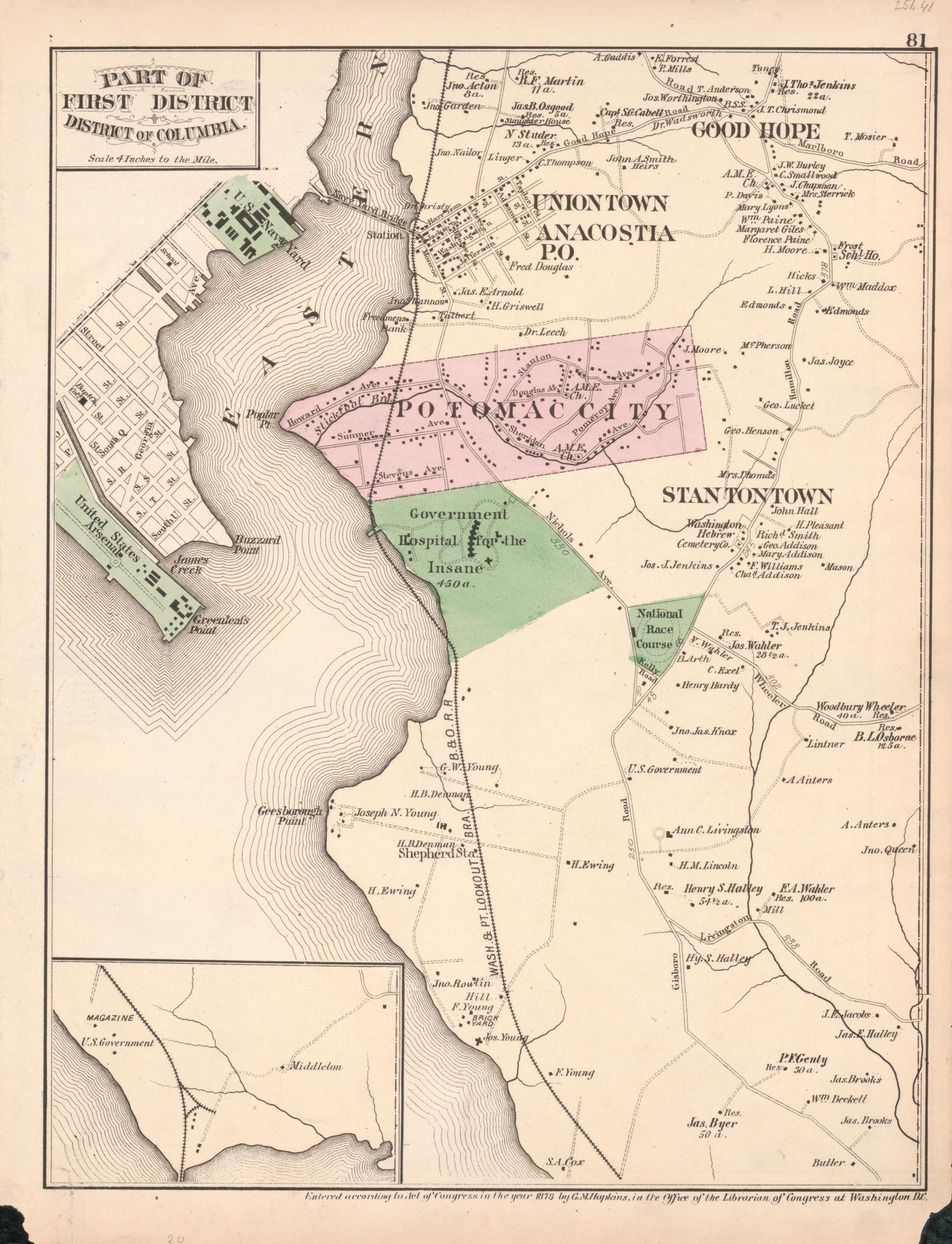 This old map of District of Columbia, Fairfax County, Maryland, Prince Georges County, , Virginia, Washington, Washington Metropolitan Area was created by Hopkins, Griffith Morgan in 1878