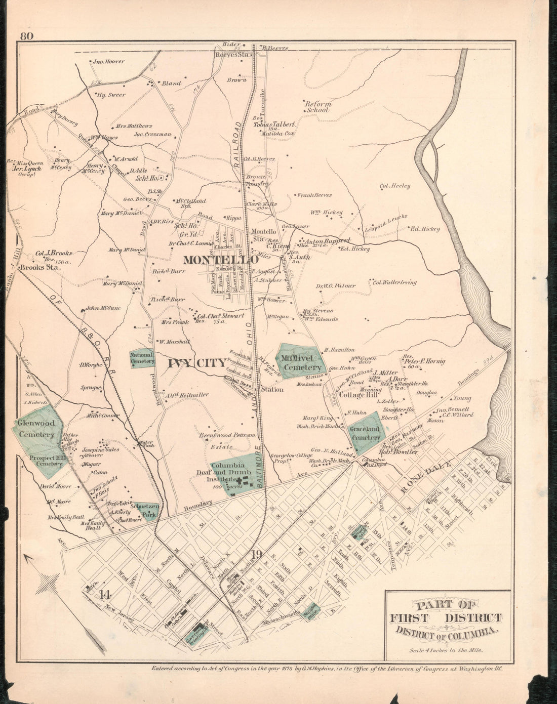 This old map of District of Columbia, Fairfax County, Maryland, Prince Georges County, , Virginia, Washington, Washington Metropolitan Area was created by Hopkins, Griffith Morgan in 1878