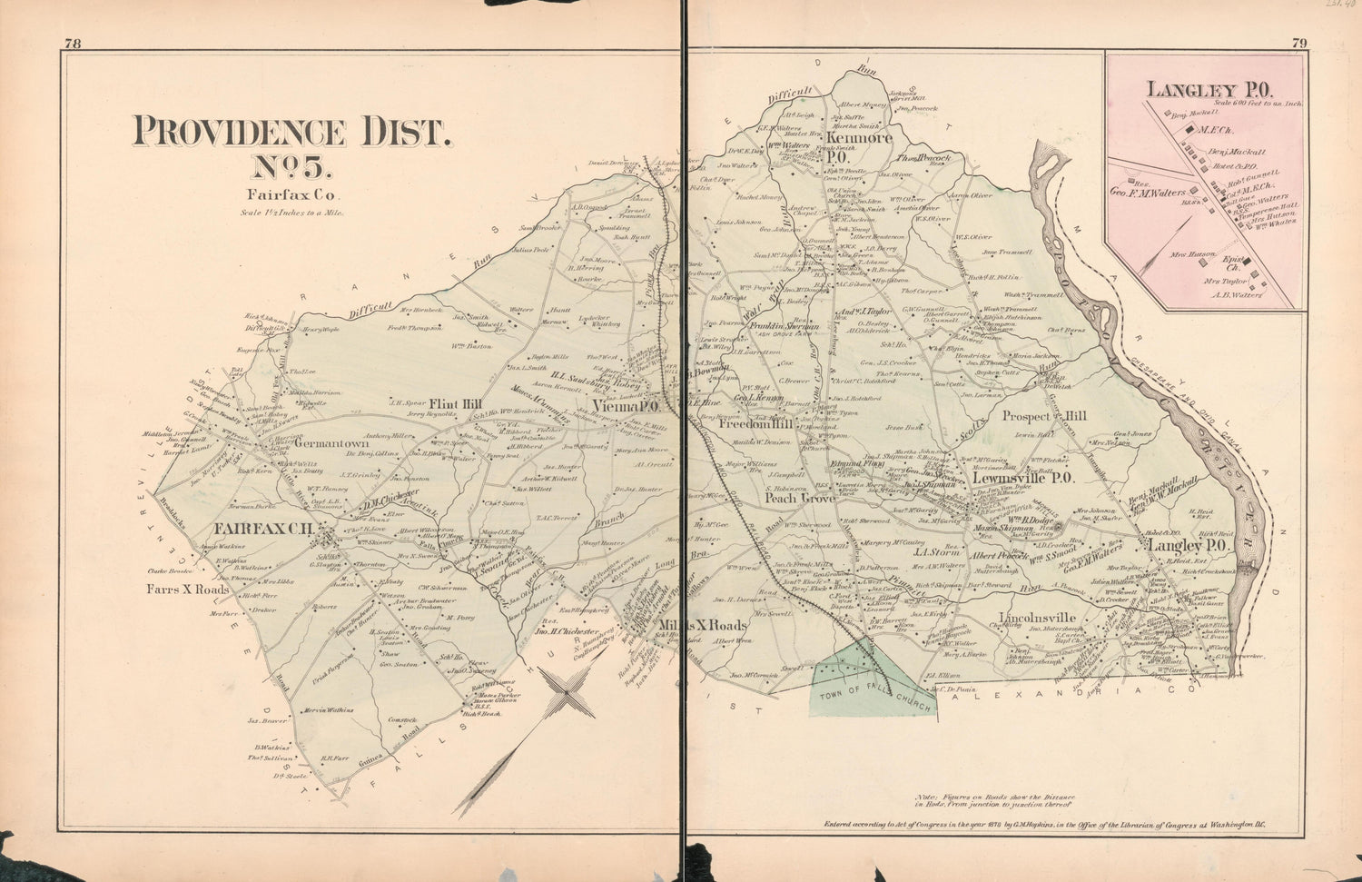 This old map of District of Columbia, Fairfax County, Maryland, Prince Georges County, , Virginia, Washington, Washington Metropolitan Area was created by Hopkins, Griffith Morgan in 1878