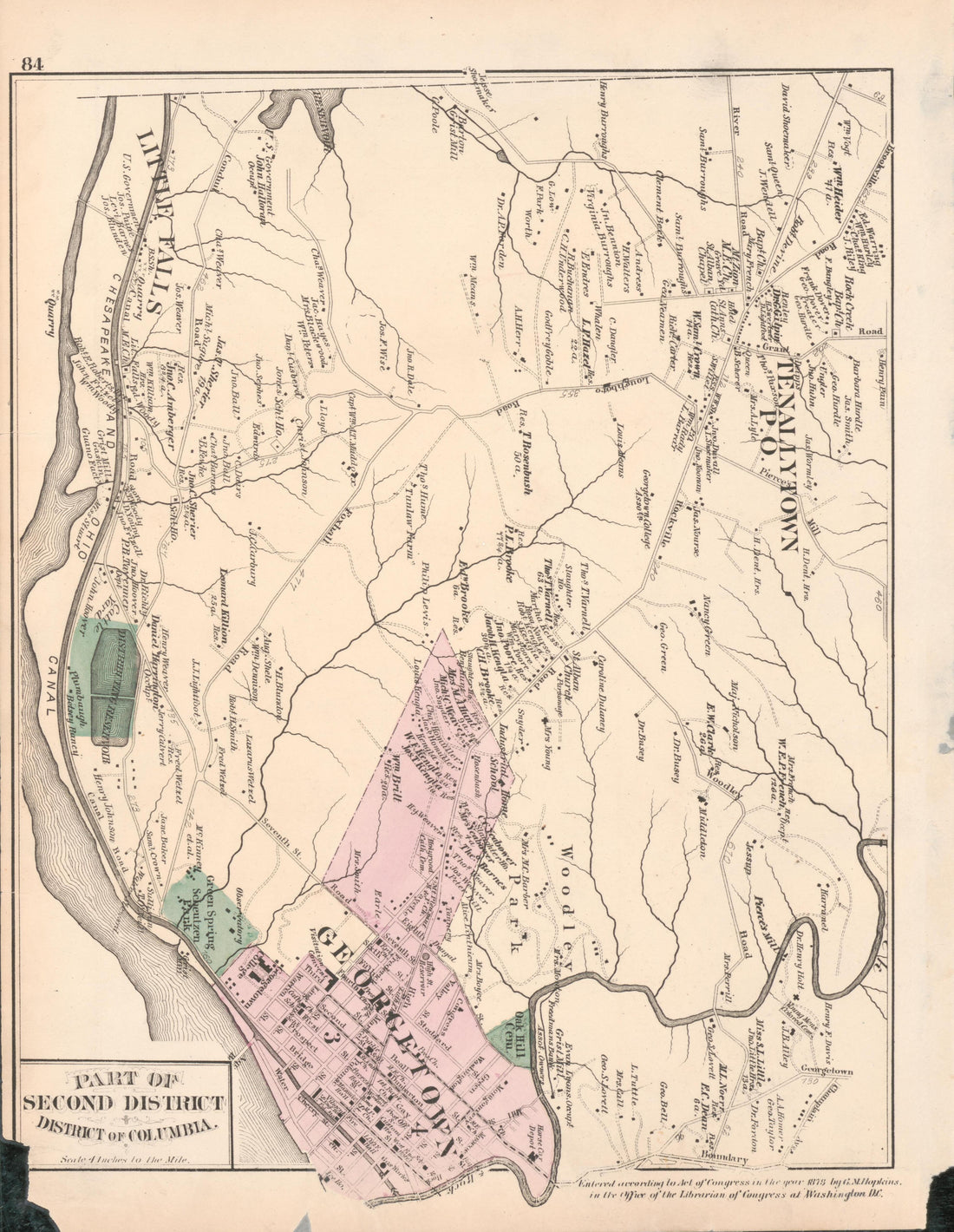 This old map of District of Columbia, Fairfax County, Maryland, Prince Georges County, , Virginia, Washington, Washington Metropolitan Area was created by Hopkins, Griffith Morgan in 1878