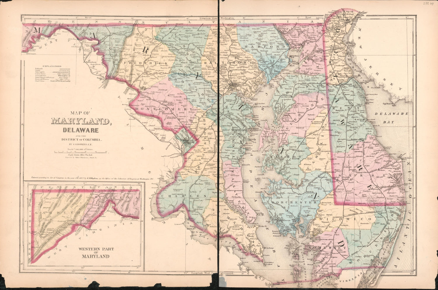 This old map of District of Columbia, Fairfax County, Maryland, Prince Georges County, , Virginia, Washington, Washington Metropolitan Area was created by Hopkins, Griffith Morgan in 1878
