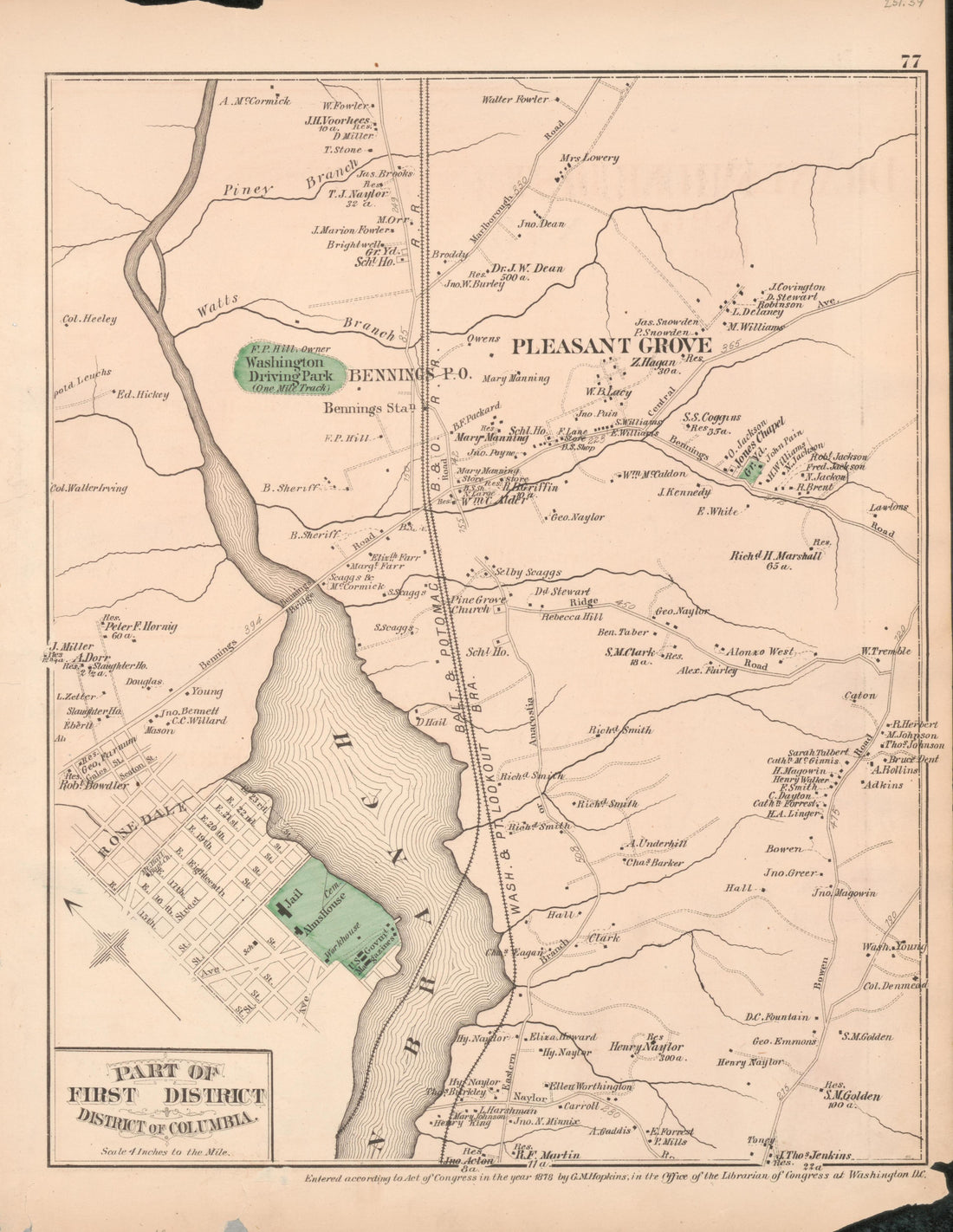 This old map of District of Columbia, Fairfax County, Maryland, Prince Georges County, , Virginia, Washington, Washington Metropolitan Area was created by Hopkins, Griffith Morgan in 1878