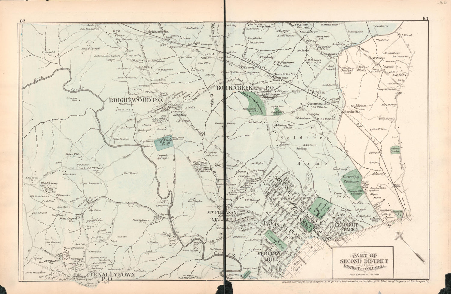 This old map of District of Columbia, Fairfax County, Maryland, Prince Georges County, , Virginia, Washington, Washington Metropolitan Area was created by Hopkins, Griffith Morgan in 1878