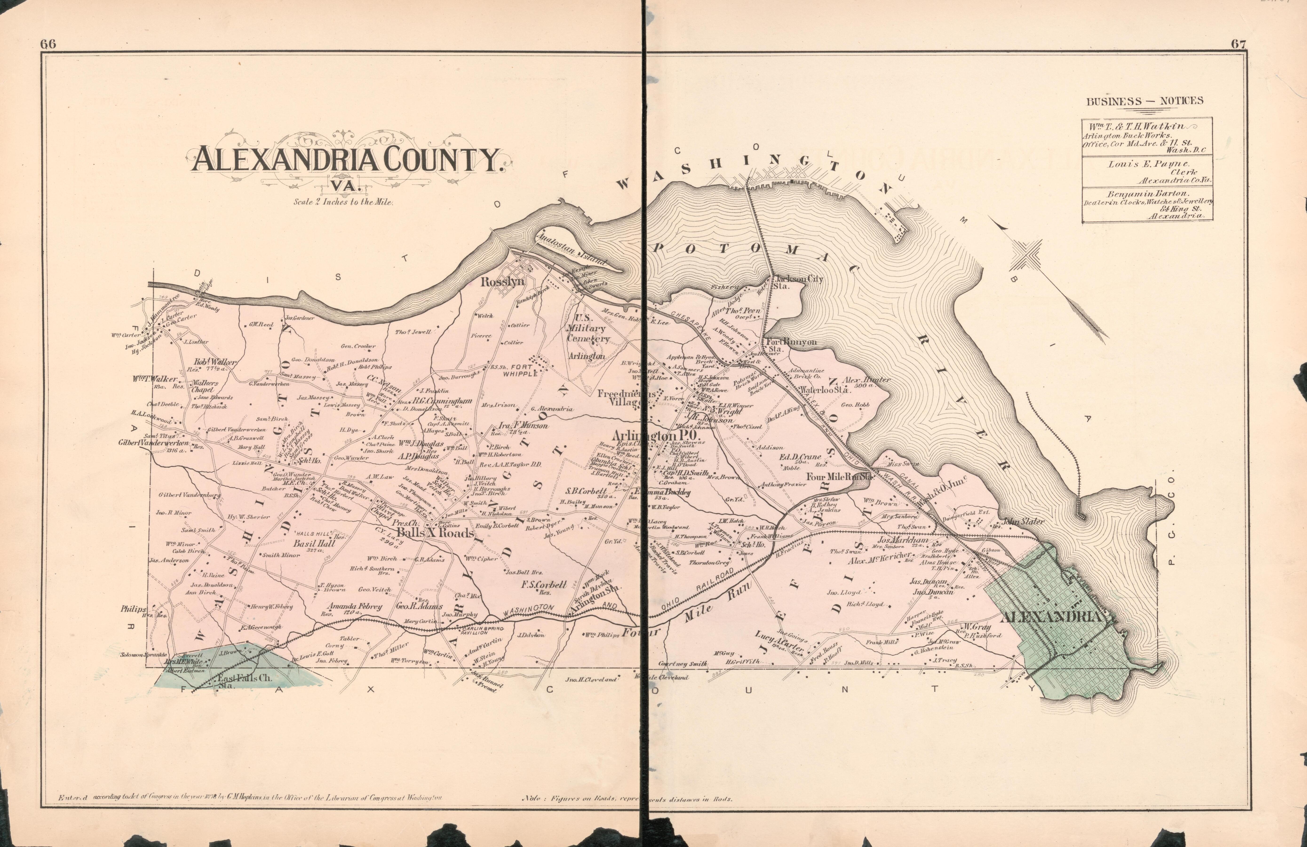 This old map of District of Columbia, Fairfax County, Maryland, Prince Georges County, , Virginia, Washington, Washington Metropolitan Area was created by Hopkins, Griffith Morgan in 1878