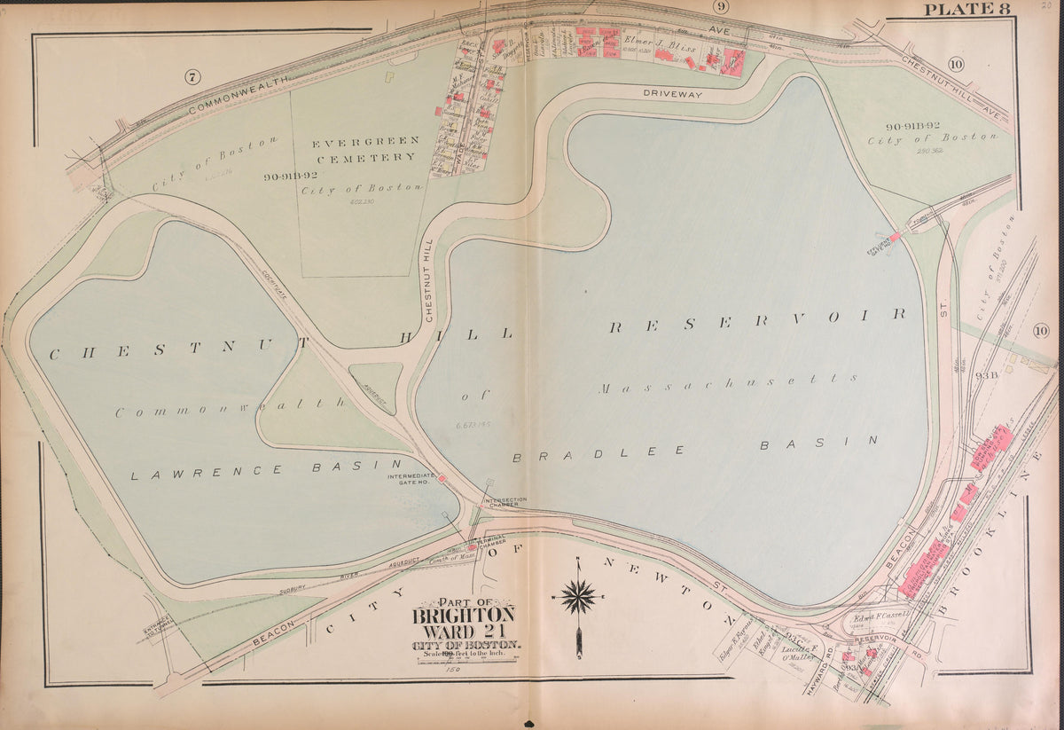Part of Brighton, Ward 21 - Plate 8 from Atlas of the City of Boston, Brighton : from Actual Surveys and Official Plans 1925 by Relic Map Company