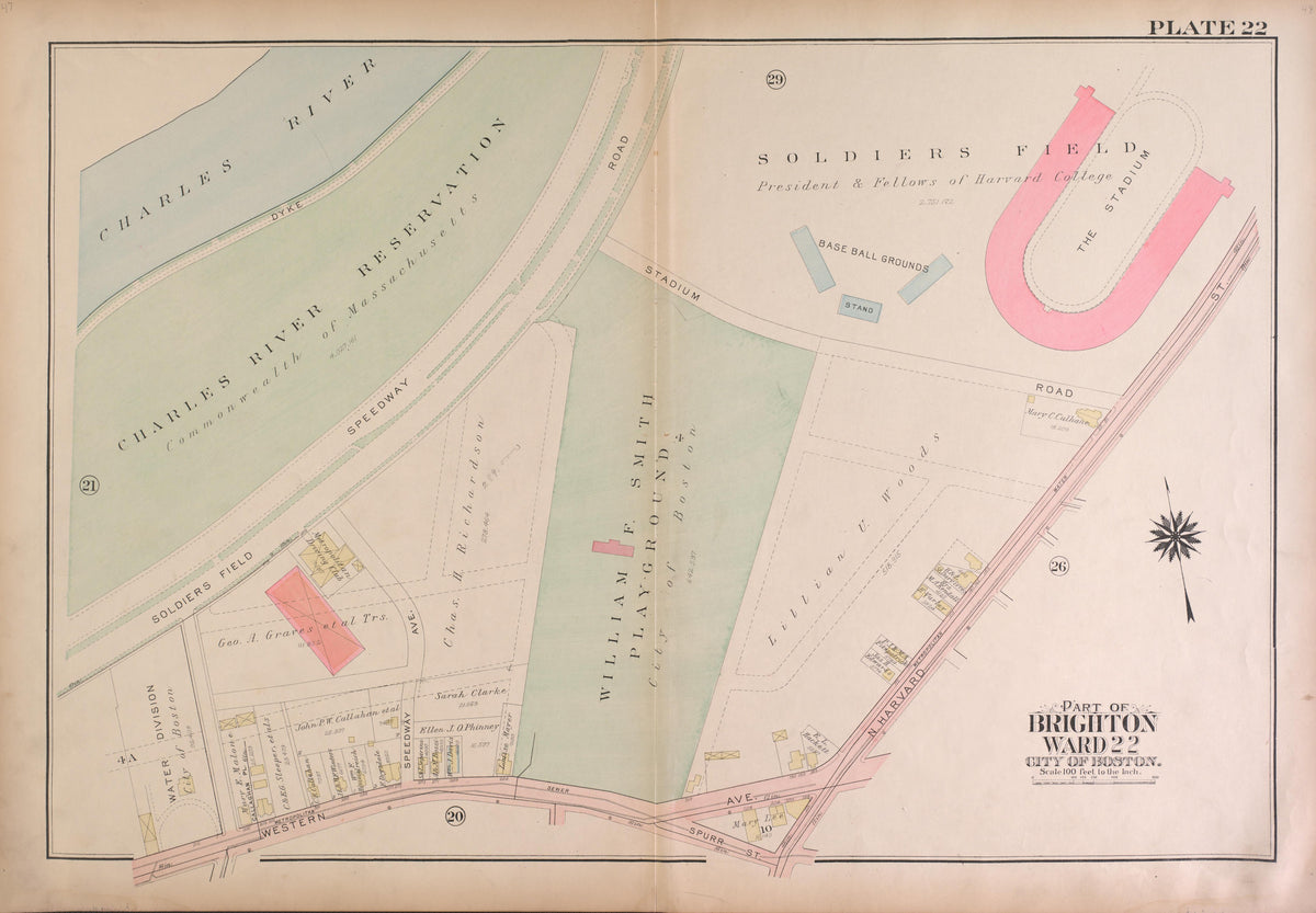 Part of Brighton, Wards 21 and 22 - Plate 22 from Atlas of the City of Boston, Brighton : from Actual Surveys and Official Plans 1925 by Relic Map Company