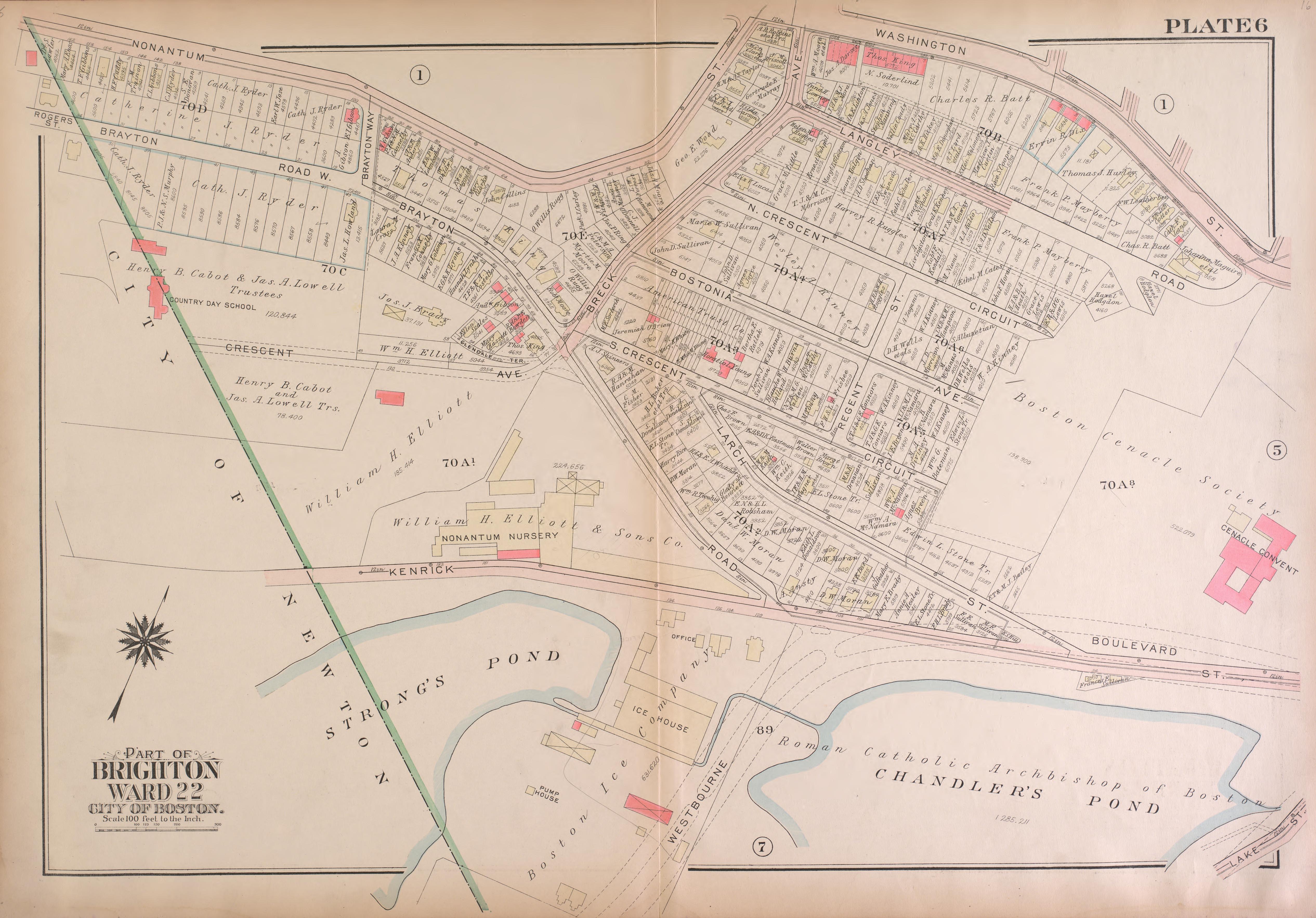 This old map of Boston, Brighton, Massachusetts,  was created by Bromley, George Washington|Bromley, Walter Scott|G.W. Bromley &amp; Co in 1925