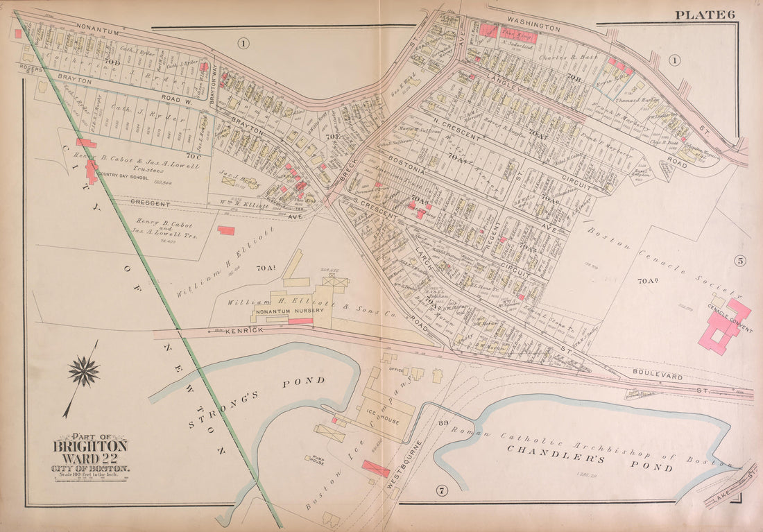 This old map of Boston, Brighton, Massachusetts,  was created by Bromley, George Washington|Bromley, Walter Scott|G.W. Bromley &amp; Co in 1925