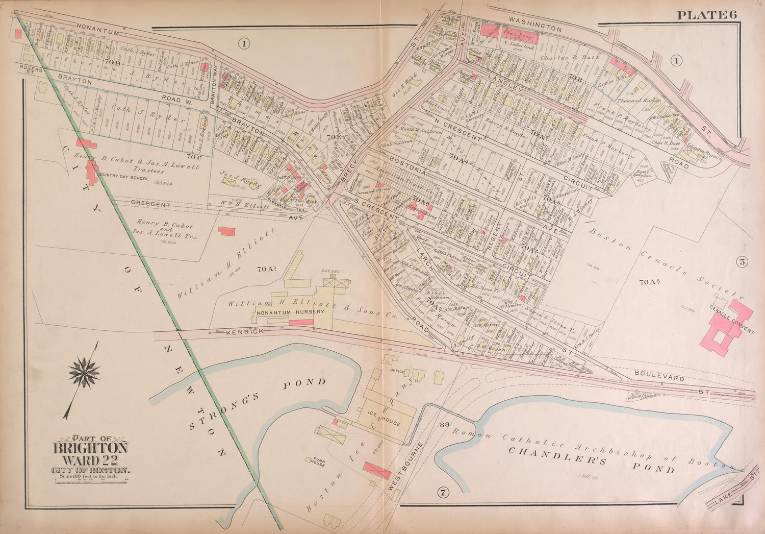 This old map of Boston, Brighton, Massachusetts,  was created by Bromley, George Washington|Bromley, Walter Scott|G.W. Bromley &amp; Co in 1925