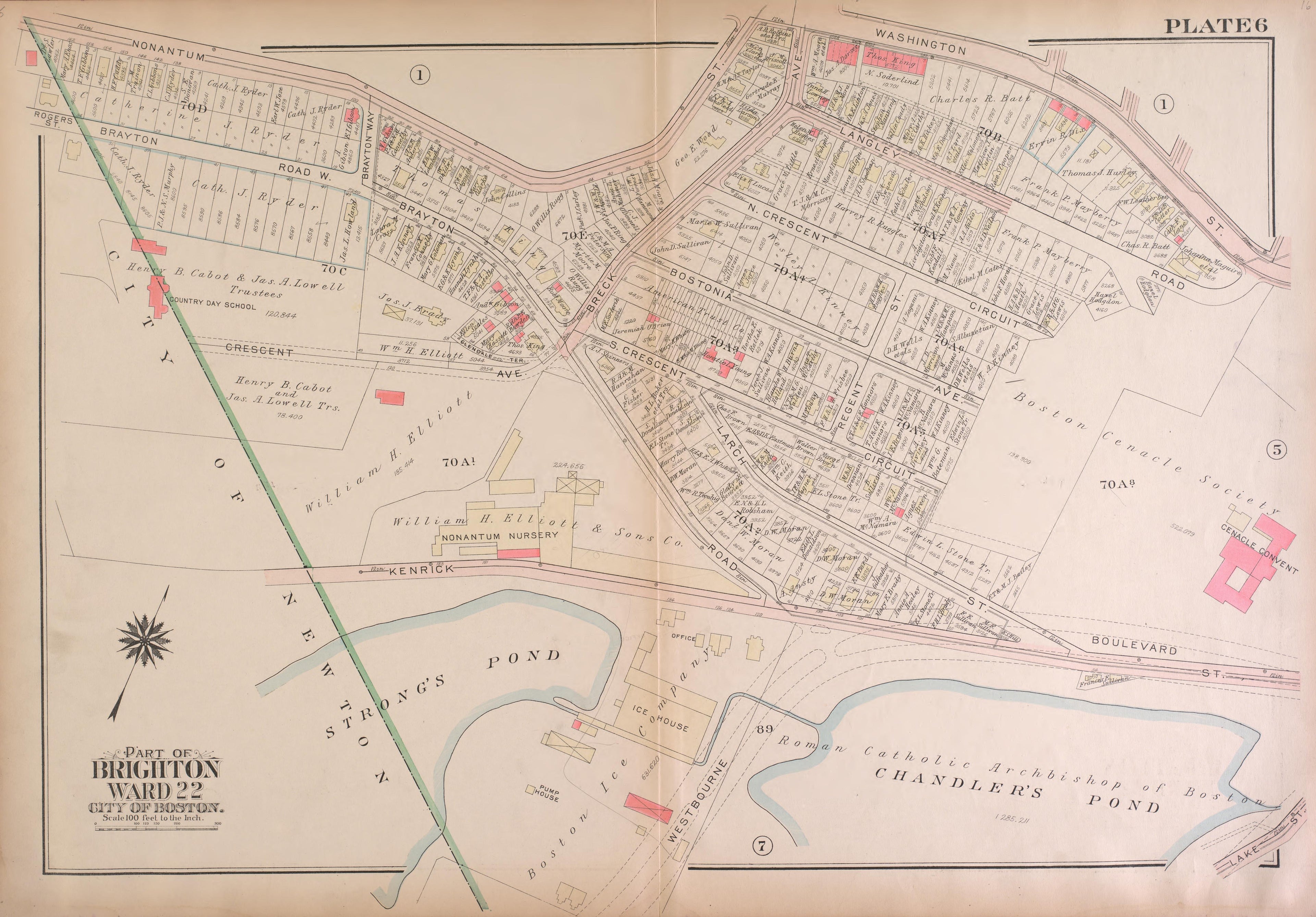 This old map of Boston, Brighton, Massachusetts,  was created by Bromley, George Washington|Bromley, Walter Scott|G.W. Bromley &amp; Co in 1925