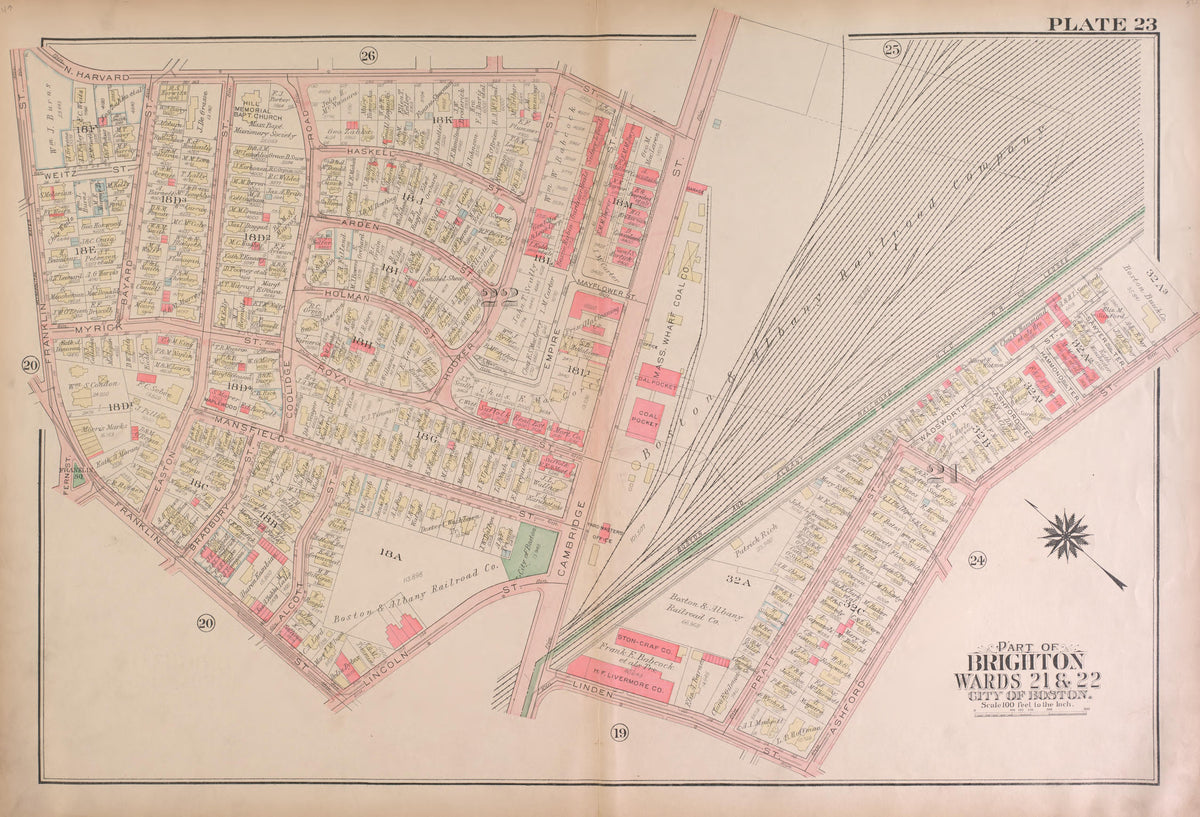 Part of Brighton, Ward 22 - Plate 23 from Atlas of the City of Boston, Brighton : from Actual Surveys and Official Plans 1925 by Relic Map Company