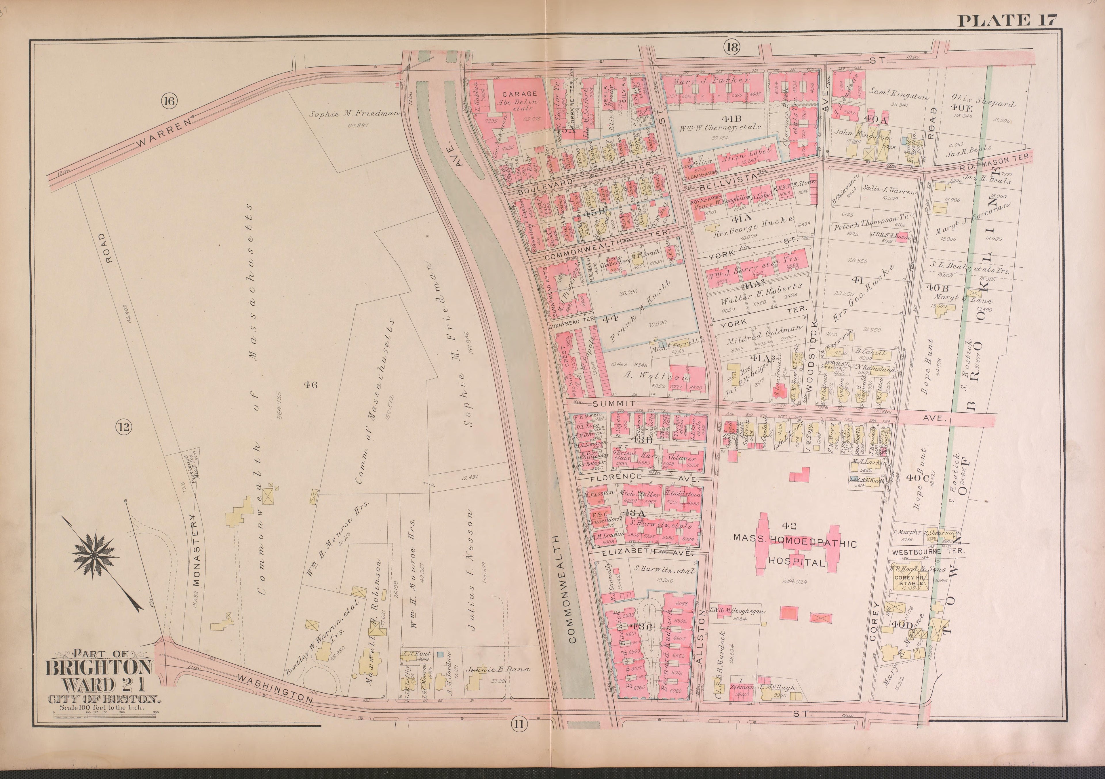 This old map of Boston, Brighton, Massachusetts,  was created by Bromley, George Washington|Bromley, Walter Scott|G.W. Bromley &amp; Co in 1925