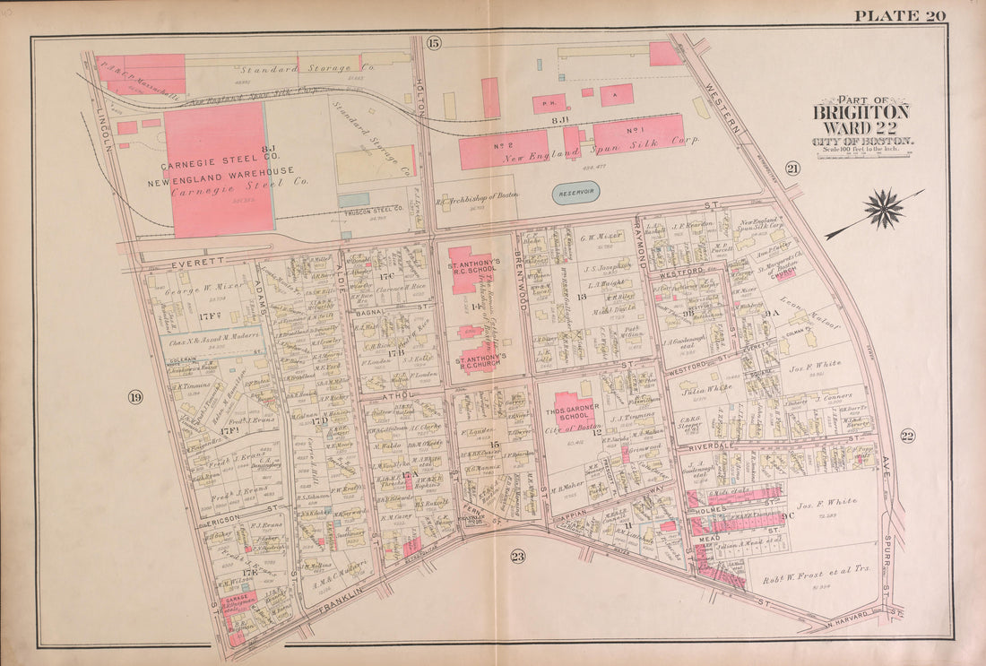 This old map of Boston, Brighton, Massachusetts,  was created by Bromley, George Washington|Bromley, Walter Scott|G.W. Bromley &amp; Co in 1925
