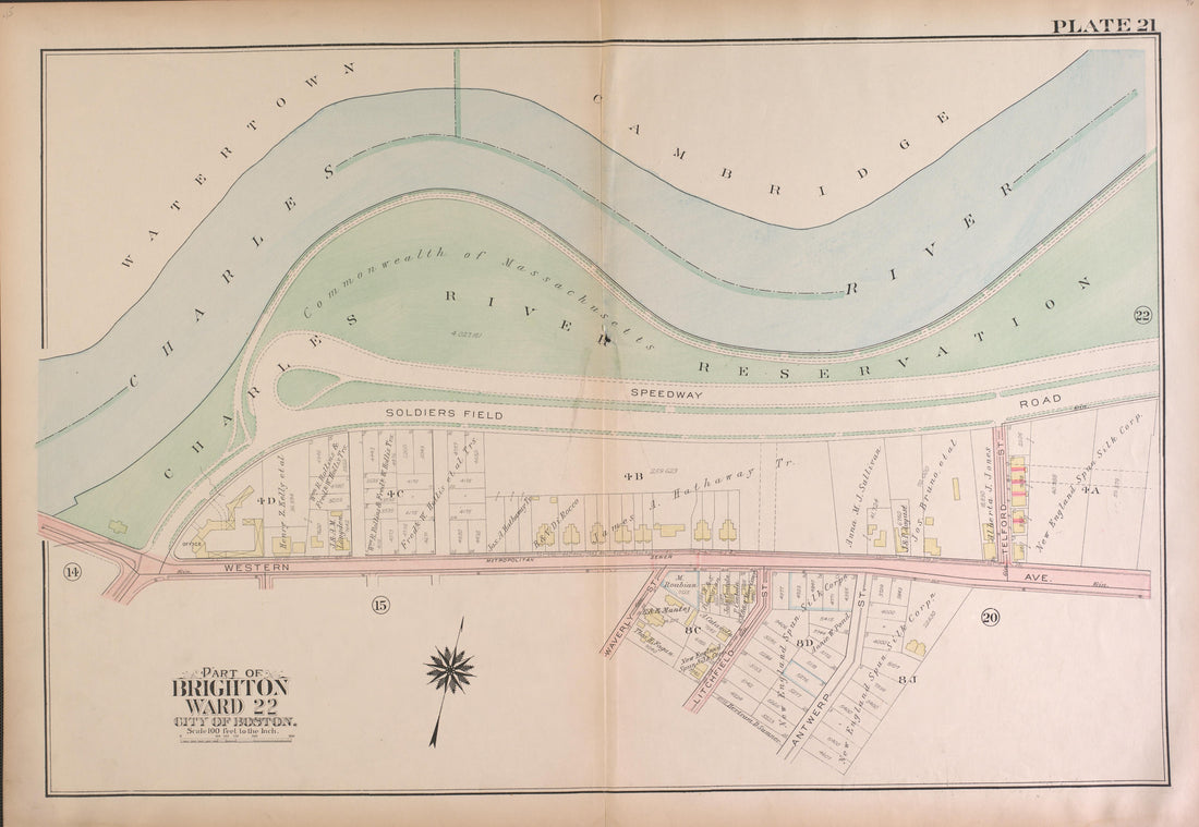 This old map of Boston, Brighton, Massachusetts,  was created by Bromley, George Washington|Bromley, Walter Scott|G.W. Bromley &amp; Co in 1925
