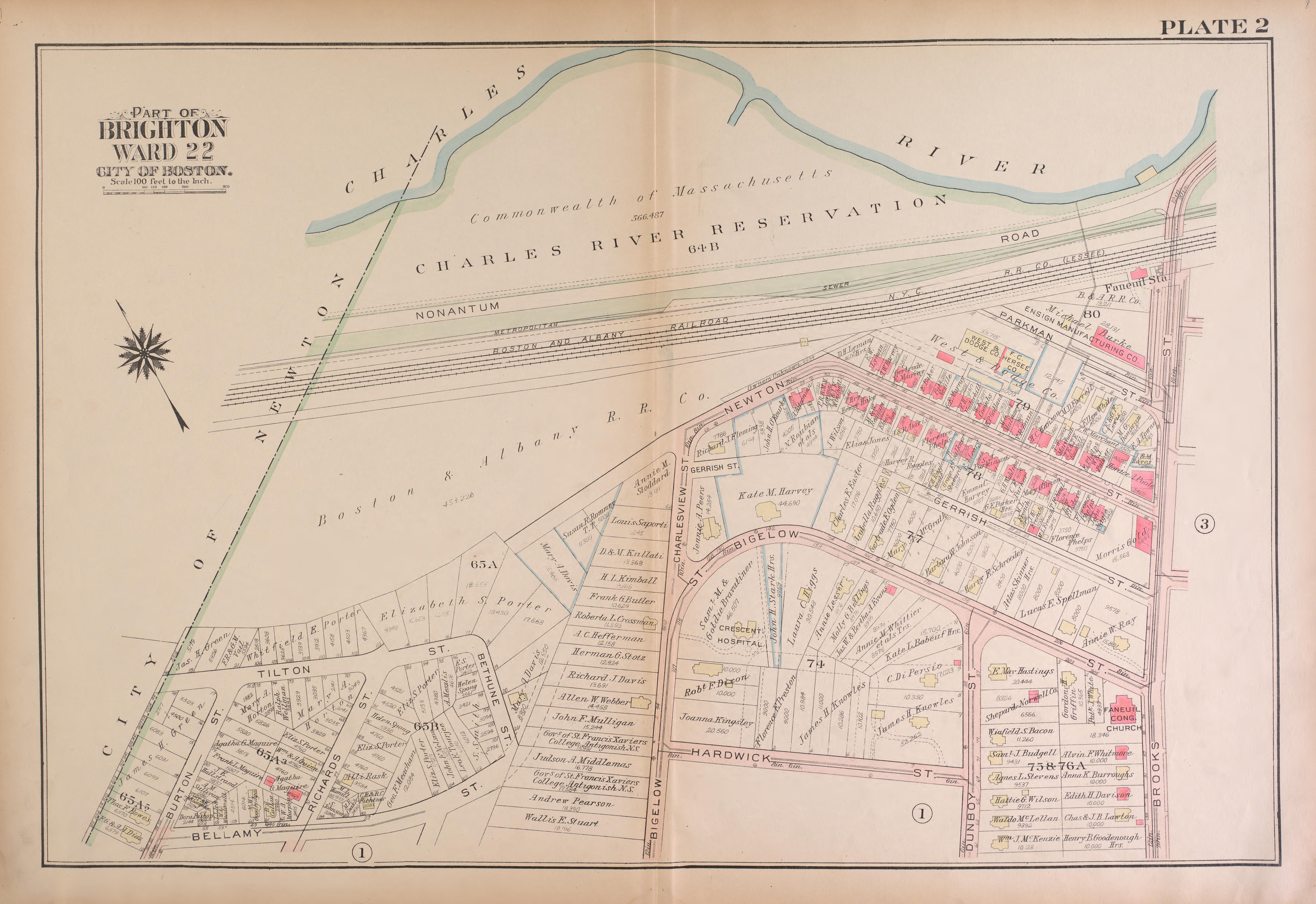 This old map of Boston, Brighton, Massachusetts,  was created by Bromley, George Washington|Bromley, Walter Scott|G.W. Bromley &amp; Co in 1925