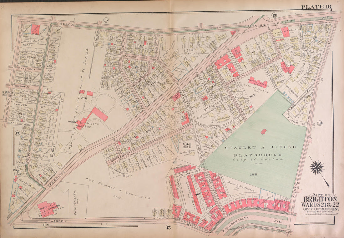This old map of Boston, Brighton, Massachusetts,  was created by Bromley, George Washington|Bromley, Walter Scott|G.W. Bromley &amp; Co in 1925