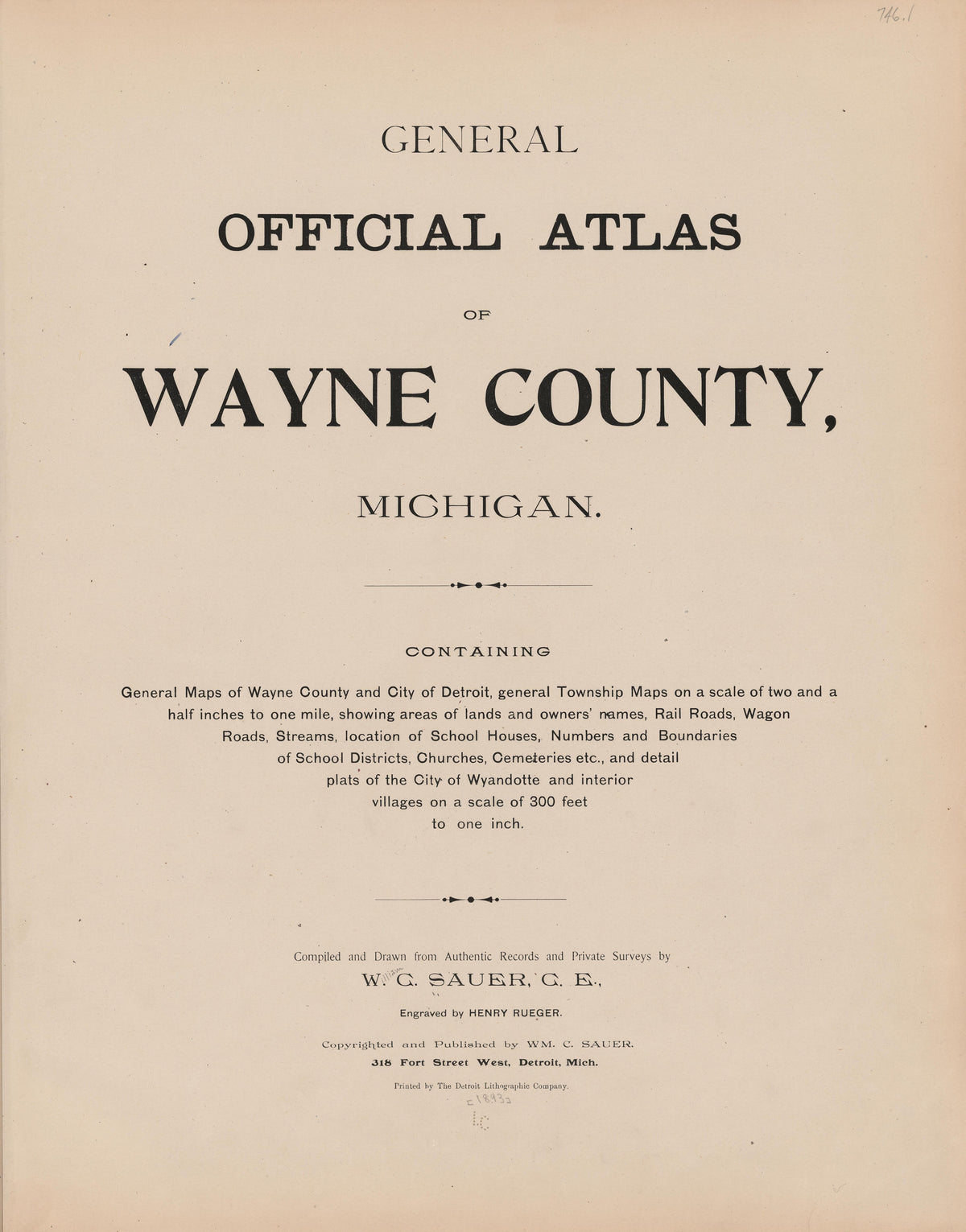 Image 1 of General Official Atlas of Wayne County, Michigan : Containing General Maps of Wayne County and City of Detroit, General Township Maps ... from General Official Atlas of Wayne County, Michigan : Containing General Maps of Wayne County and Ci... by Relic Map Company