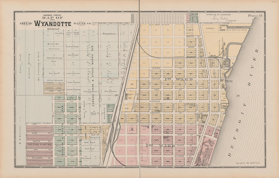 This old map of Michigan, , Wayne County was created by Sauer, Wm. C. in 1893
