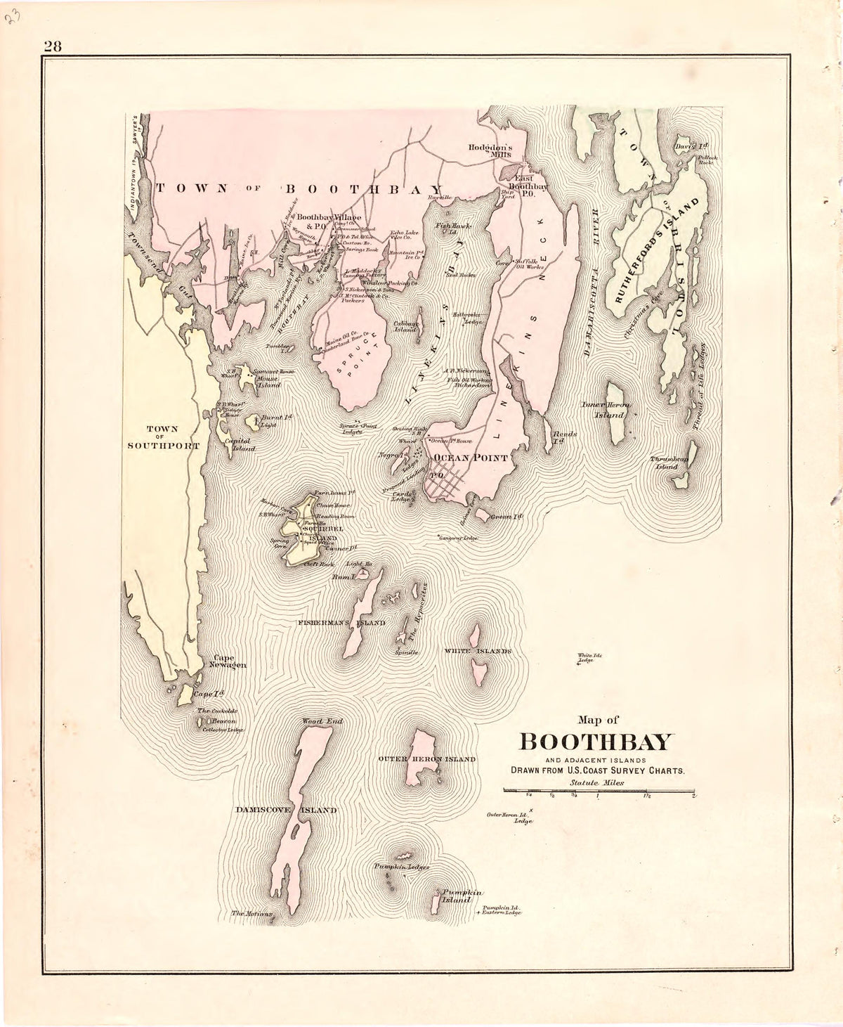 Map of BoothBay and Adjacent Islands from Colby&