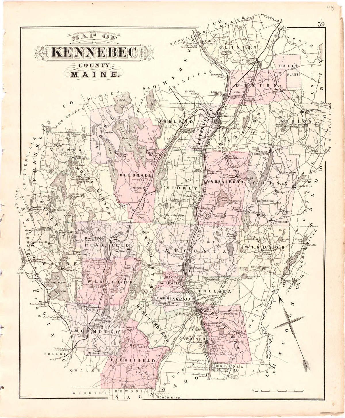 Map of Kennebec County Maine from Colby&