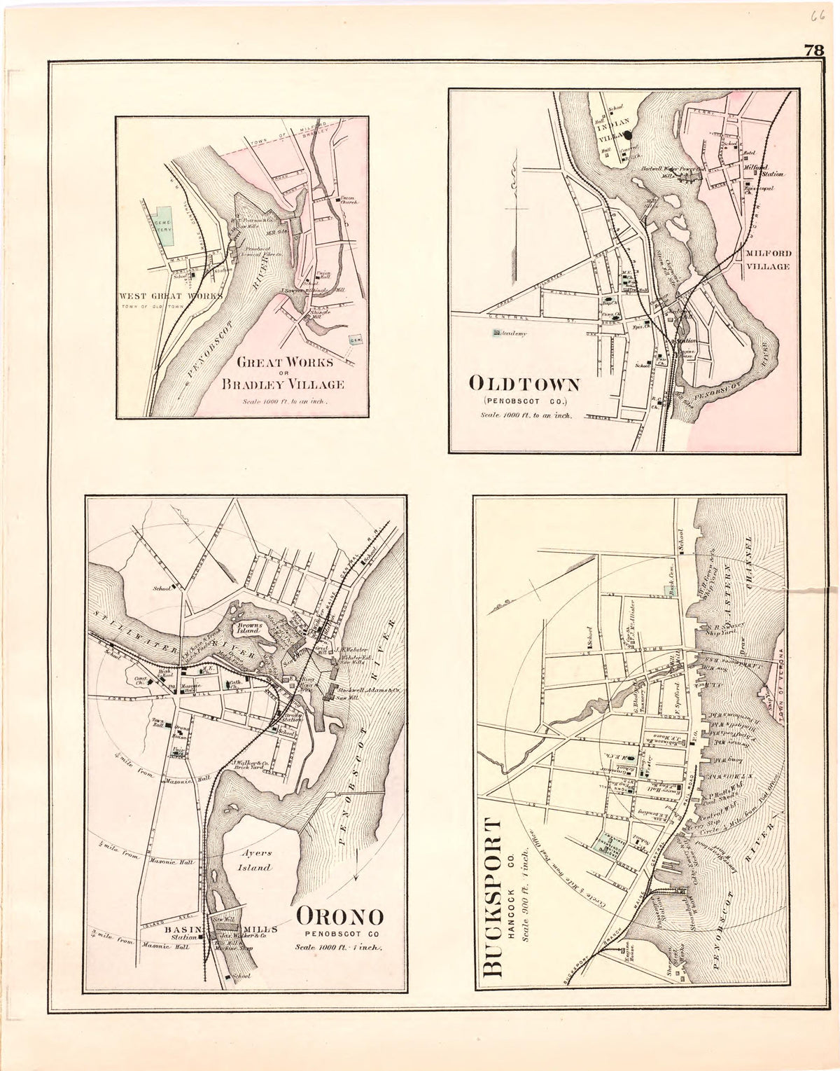 Great Works Or Bradley Village; Oldtown; Orono; Bucksport from Colby&