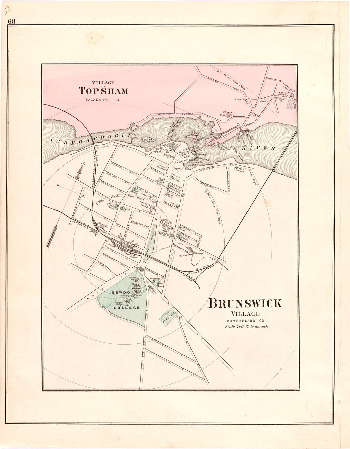 Village of Topsham; Brunswick Village from Colby&