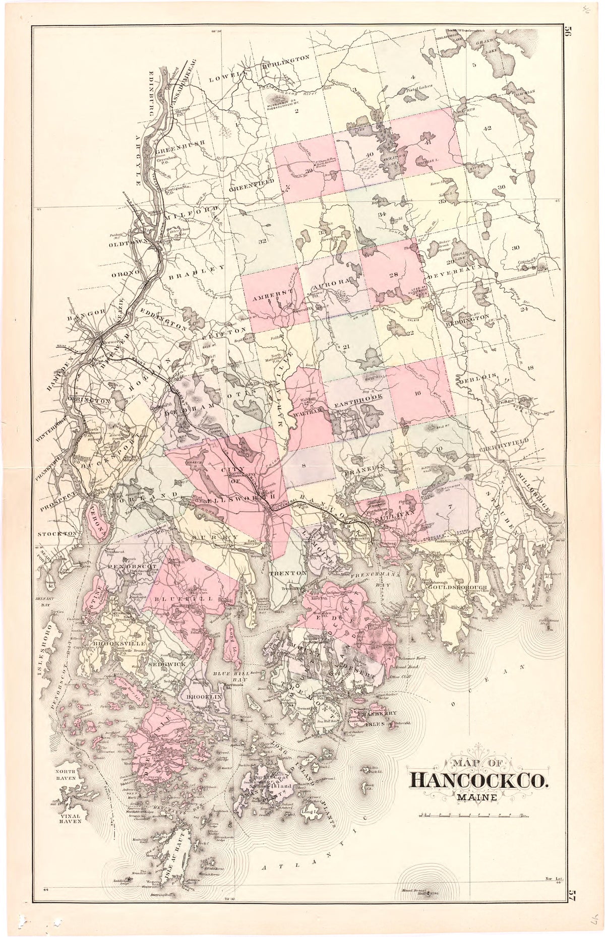 Map of Hancock County Maine from Colby&