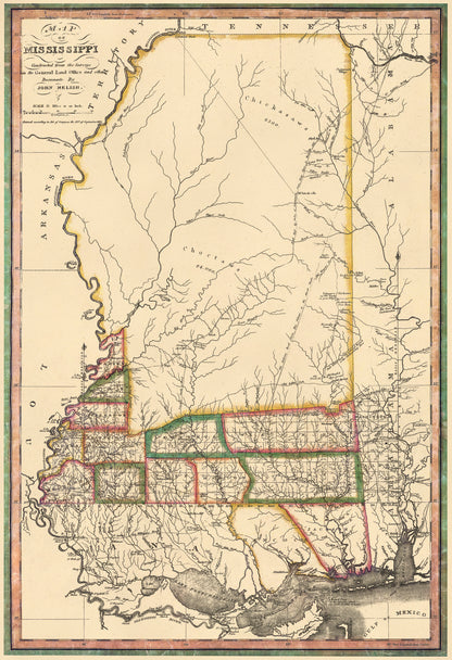 Map of Mississippi : Constructed from the Surveys In the General Land Office and Other Documents 1820