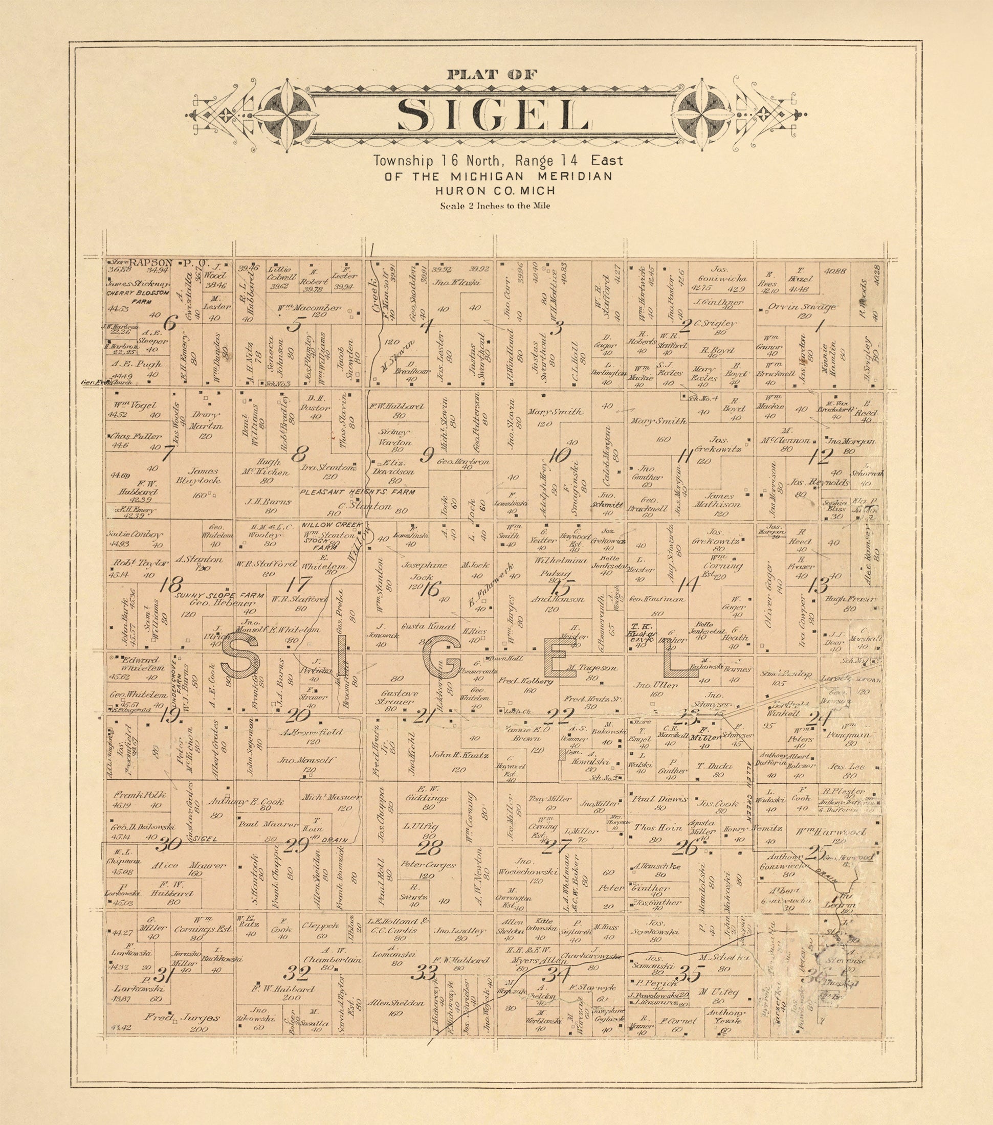 Sigel from Plat Book of Huron County, Michigan 1904