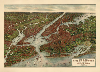 View of the City of New York and Vicinity 1907 by Relic Map Company