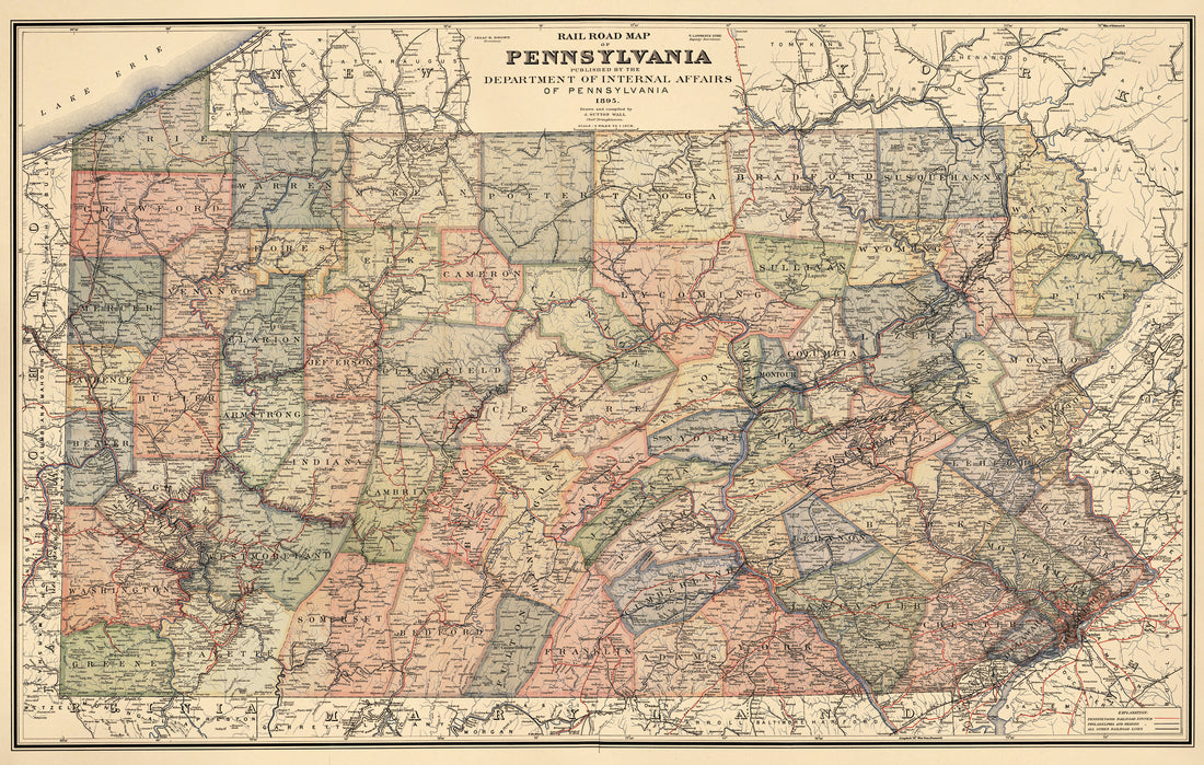 Rail Road Map of Pennsylvania Published by the Department of Internal Affairs of Pennsylvania, 1895