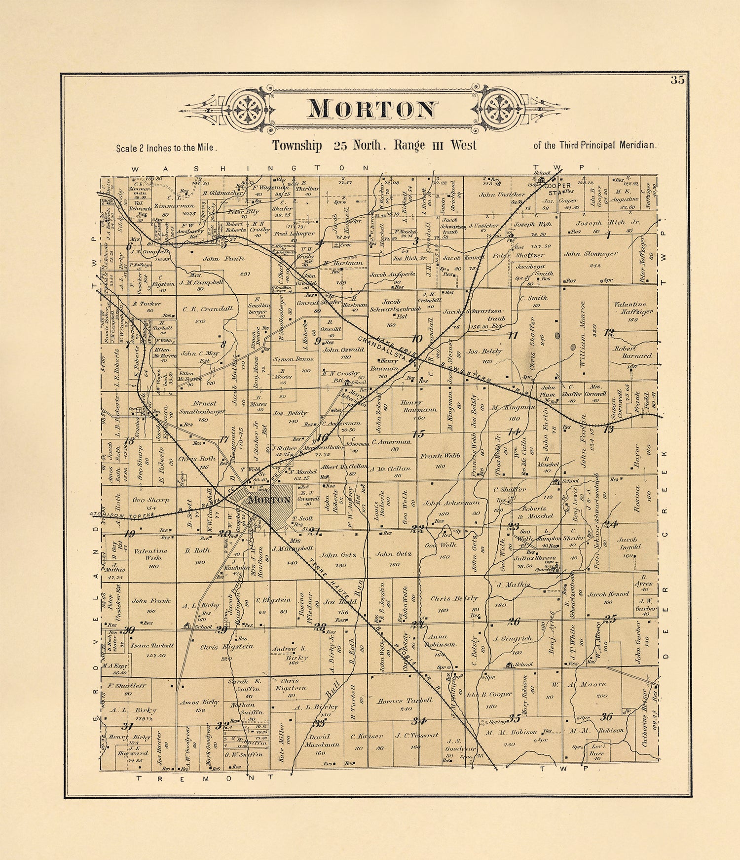 Morton from Plat Book of Tazewell County, Illinois 1891 by Relic Map Company