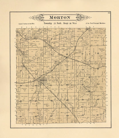 Morton from Plat Book of Tazewell County, Illinois 1891 by Relic Map Company