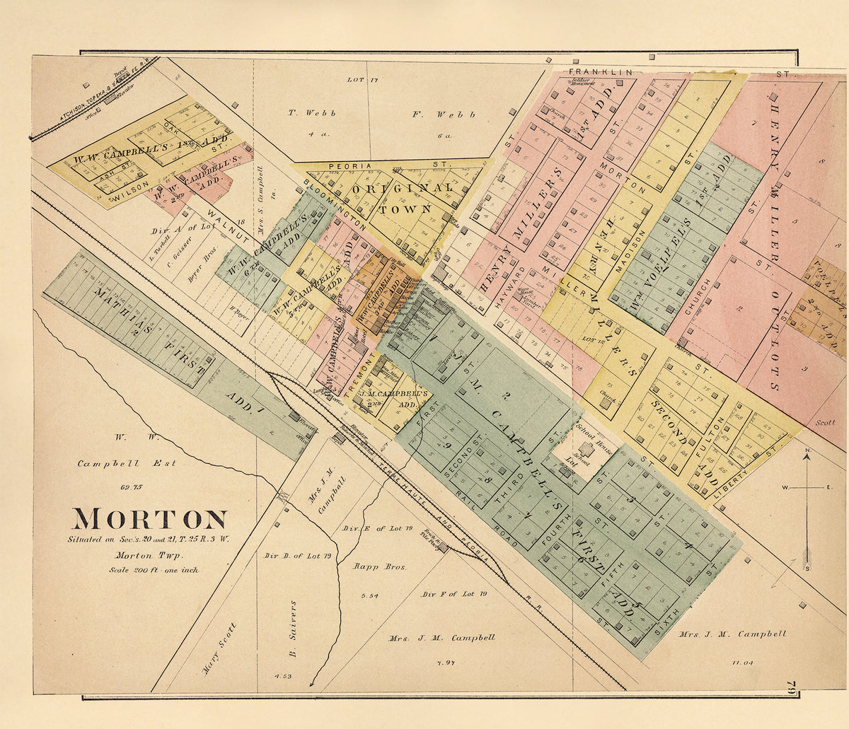Morton from Plat Book of Tazewell County, Illinois 1891 by Relic Map Company