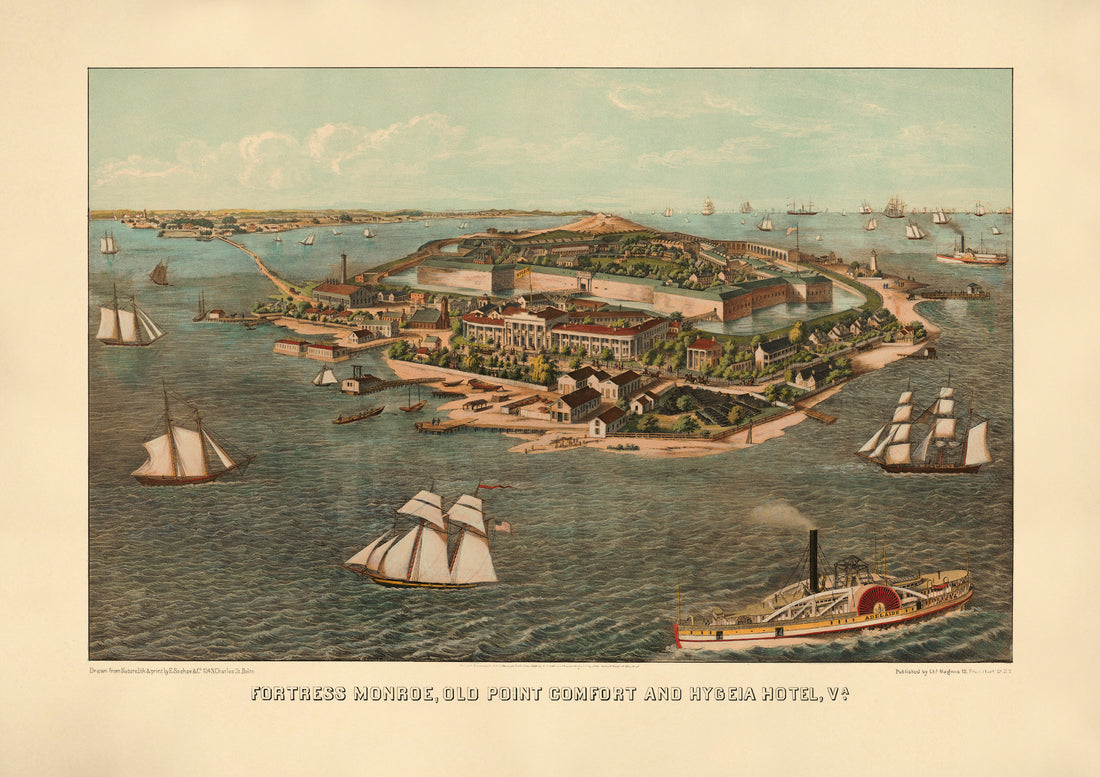 Fortress Monroe, Old Point Comfort, and Hygeia Hotel, Va 1861 by Relic Map Company