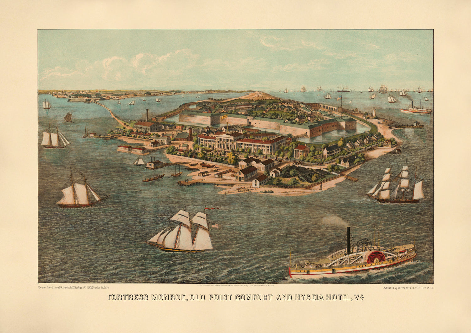 Fortress Monroe, Old Point Comfort, and Hygeia Hotel, Va 1861 by Relic Map Company