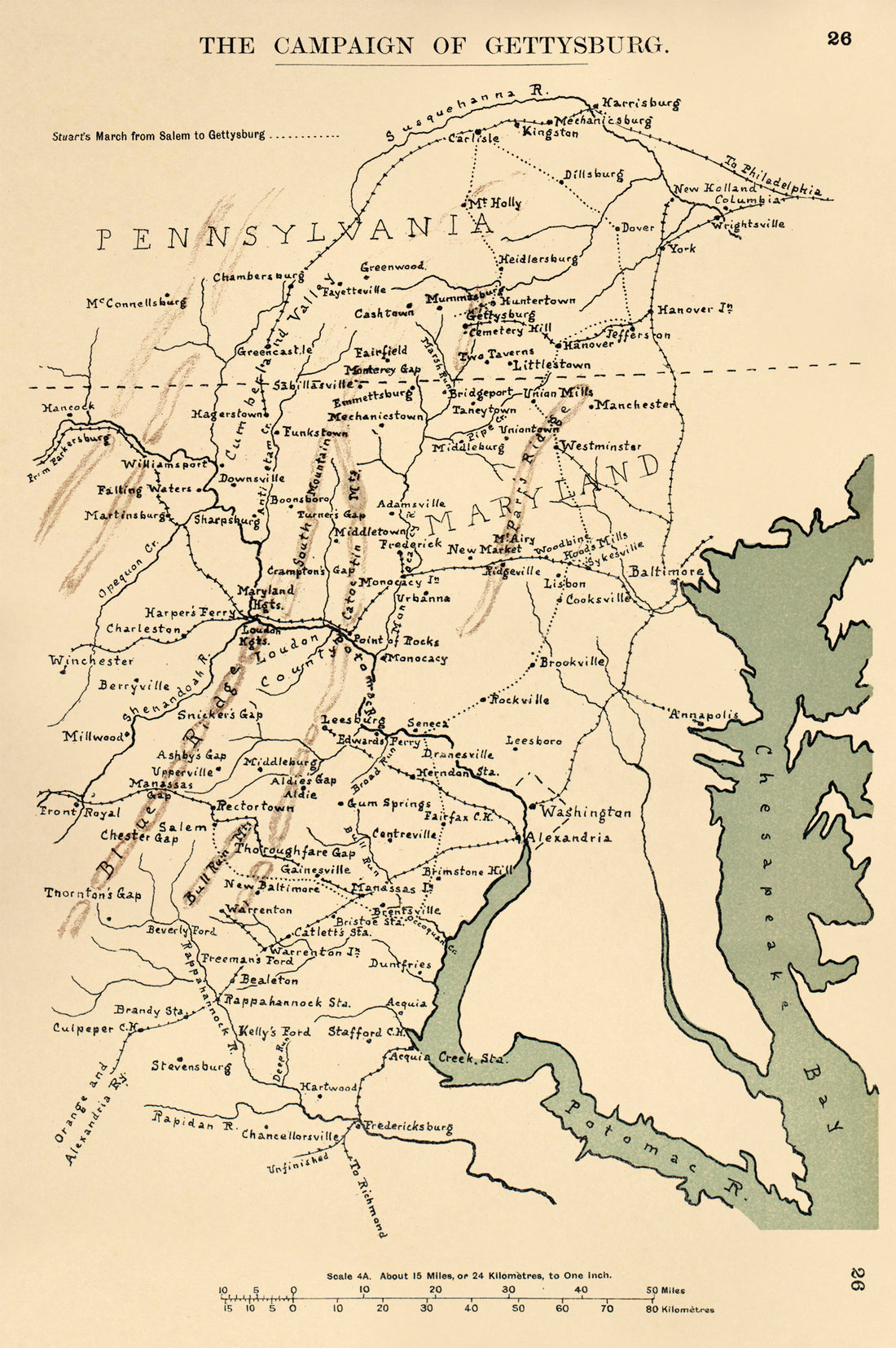 Campaign of Gettysburg from the American Civil War Maps 1910