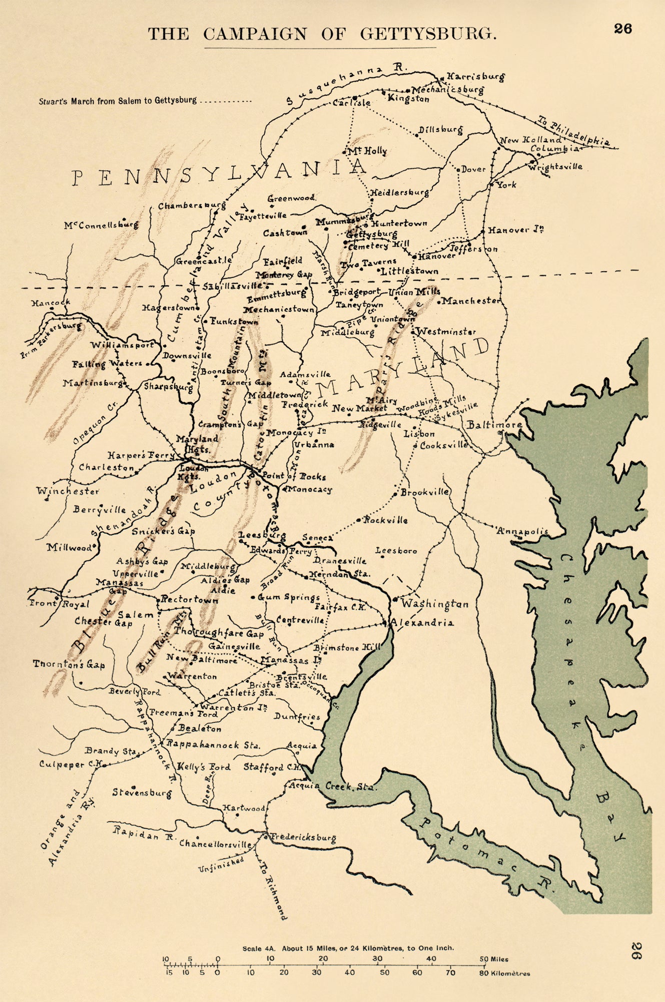 Campaign of Gettysburg from the American Civil War Maps 1910