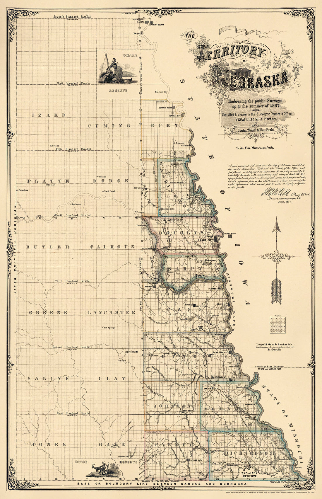 The Territory of Nebraska : Embracing the Public Surveys Up to the Summer of 1857