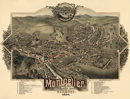 Montpelier, County Seat of Washington County &amp; Capital of Vermont : 1884 by Relic Map Company