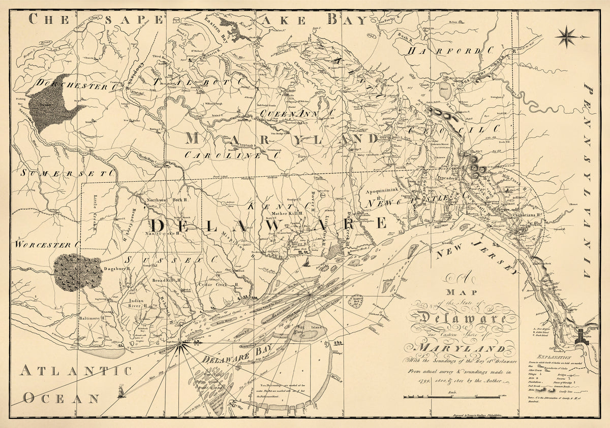 A Map of the State of Delaware and the Eastern Shore of Maryland : With the Soundings of the Bay of Delaware 1801