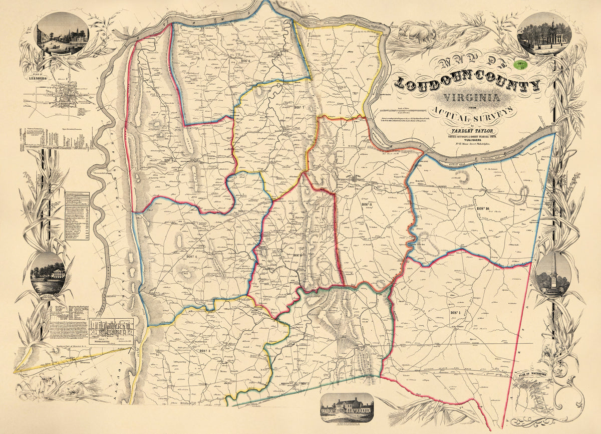 Map of Loudoun County, Virginia in 1854 by Relic Map Company