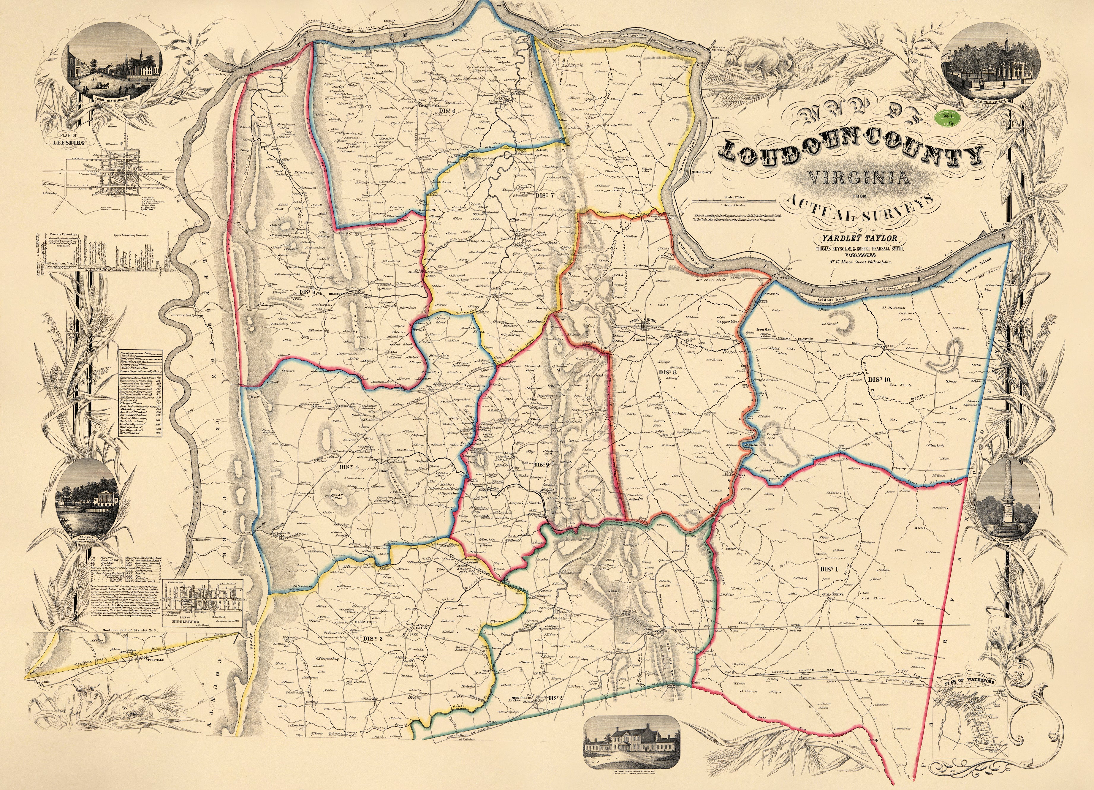 Map of Loudoun County, Virginia in 1854