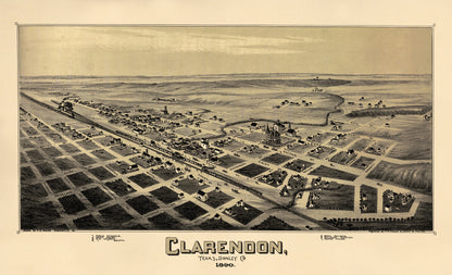 Clarendon, Texas, Donley County 1890 by Relic Map Company