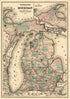 Railroad Map of Michigan Prepared for the Commissioner of Railroads 1876 by Relic Map Company