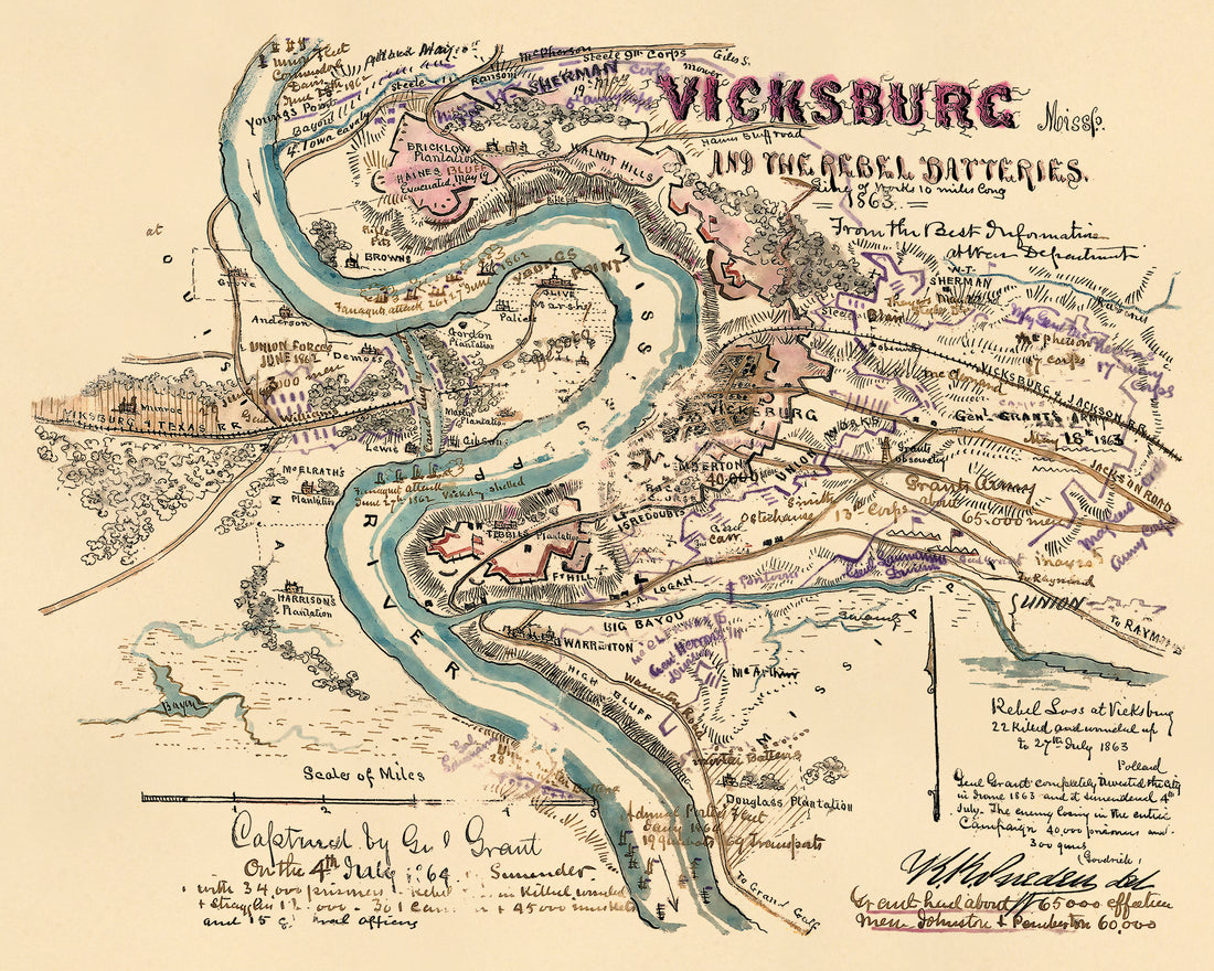 Vicksburg Missp. and the Rebel Batteries 1863