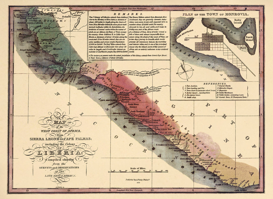 Map of the West Coast of Africa from Sierra Leone to Cape Palmas, Including the Colony of Liberia 1830