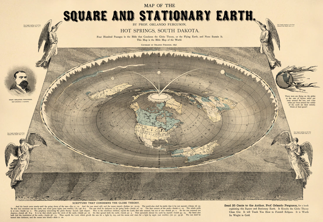 Map of the Square and Stationary Earth : Four Hundred Passages In the Bible That Condemn the Globe Theory, Or the Flying Earth, and None Sustain It ; This Map Is the Bible Map of the World 1893