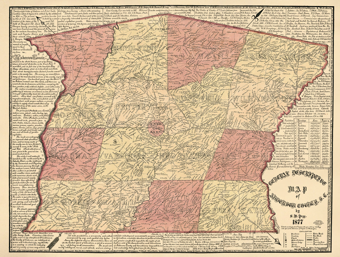 General Descriptive Map of Anderson County, S.C (Descriptive Map of Anderson County, S.C., Map of Anderson County, S.C.) 1877